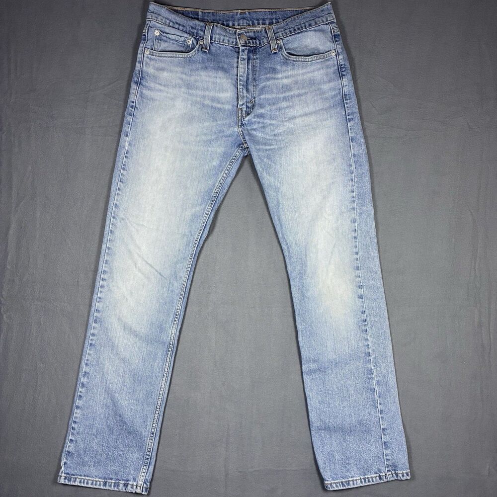 Levis Strauss 513 Men Slim Straight Fit Denim Jeans Light Wash Blue Cotton 32x32
